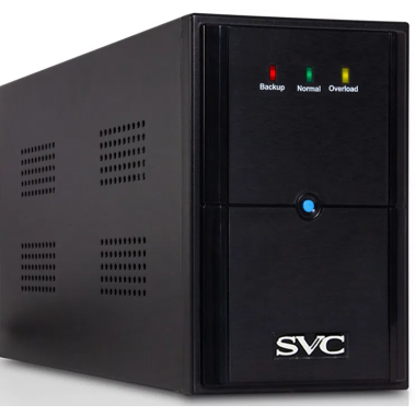 ИБП SVC, V-1500-L, Диапазон работы AVR: 145-290В, Бат.: 12В/9 Ач*2шт., 3 вых.: Shuko CEE7, Чёрный